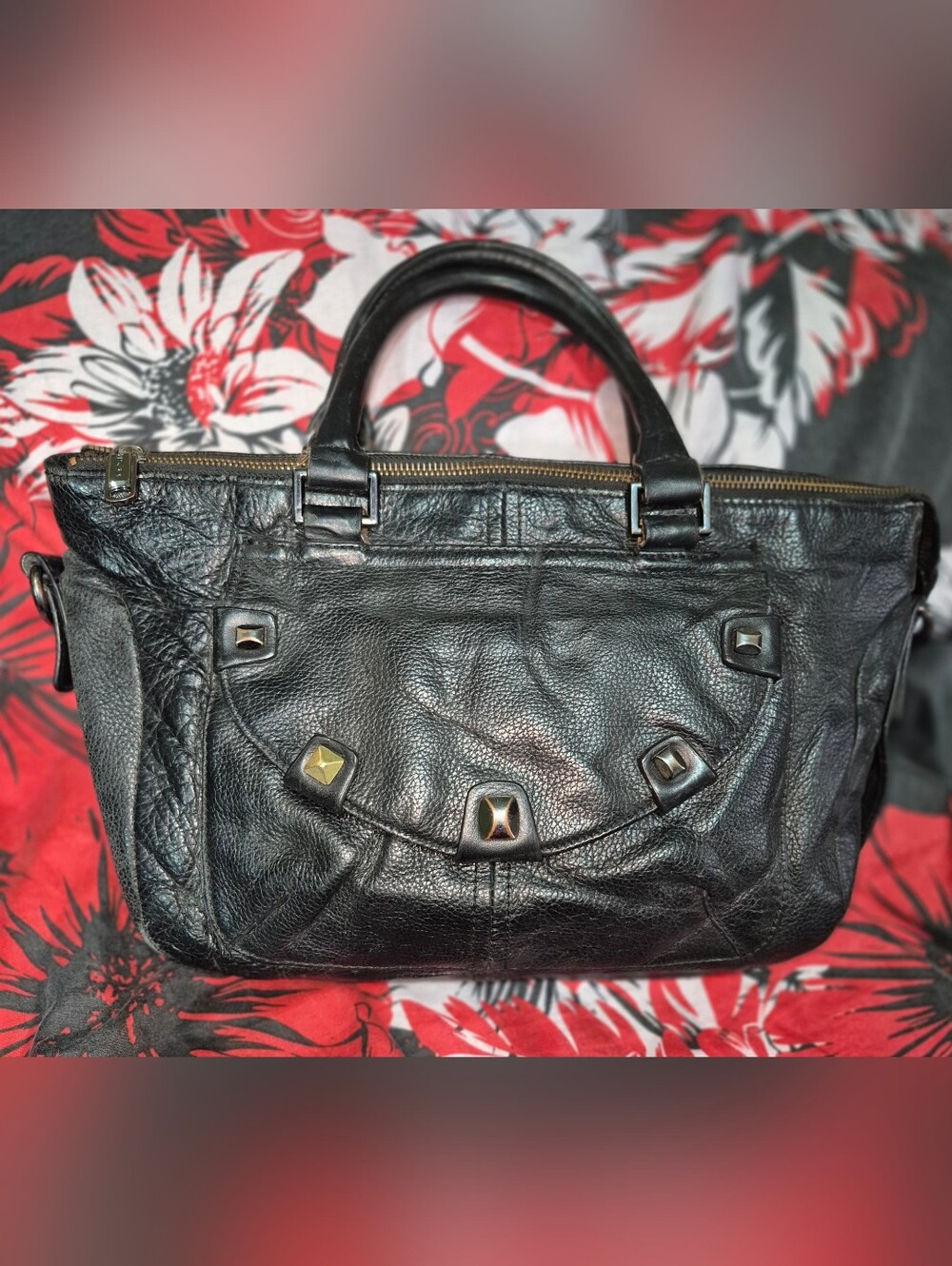 Joe's Jeans Black Leather Studded Vintage Bag